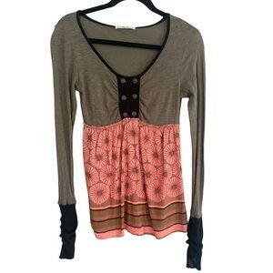 Y2K Vintage Babydoll Buttoned Peplum Long Sleeve Blouse